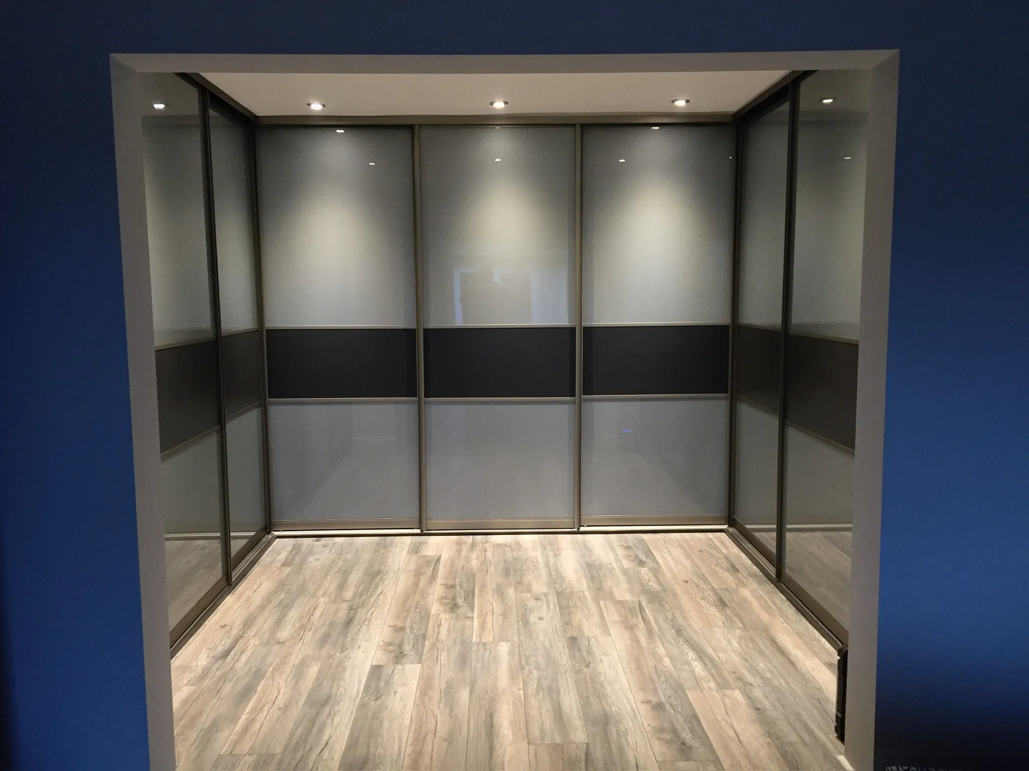 walk-in wardrobe with classy lights