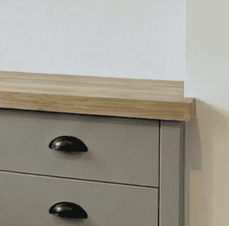 Under stairs storage in panelled wood effect pulled out for show